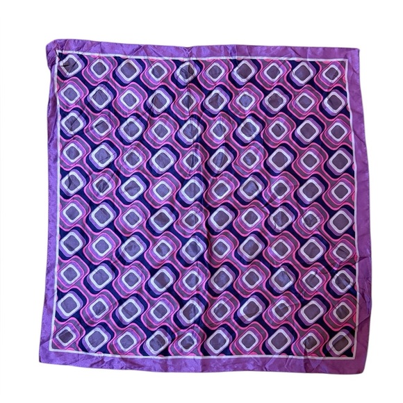 Charter Club Purple Geometric 100% Silk Scarf - Picture 1 of 10